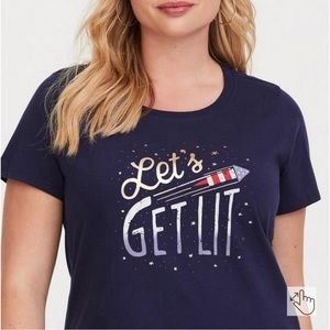 ✨Torrid 1X Navy 'Let's Get Lit' Crew Fitted Graphic Tee
